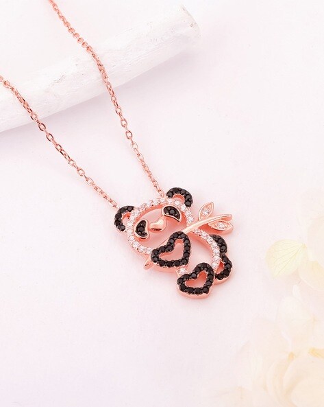 Diamond Pearl Gold Panda Pendant Necklace | eBay