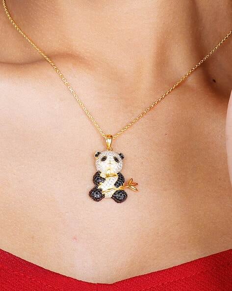 Buy 14k Solid Gold Panda Necklace Personalized Panda Pendant Dainty Panda  Charm Online in India - Etsy