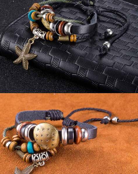 Women Boho Bracelets Natural Semi Precious Stone Single Leather Wrap  Bracelet | eBay