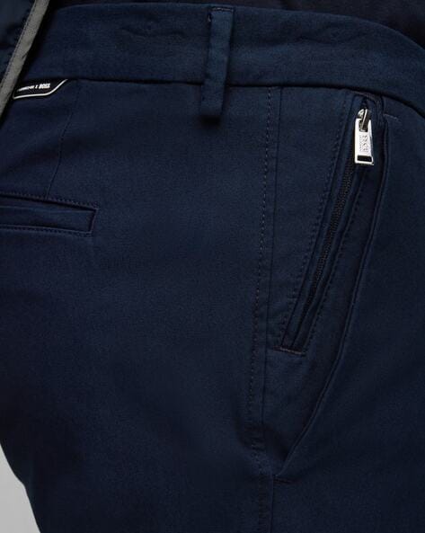 HUGO Slim Fit Chino Style Cotton Twill Trousers Dark Black at Amazon Men's  Clothing store