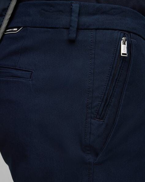 Tailored Fit Navy Twill Trousers | Buy Online at Moss