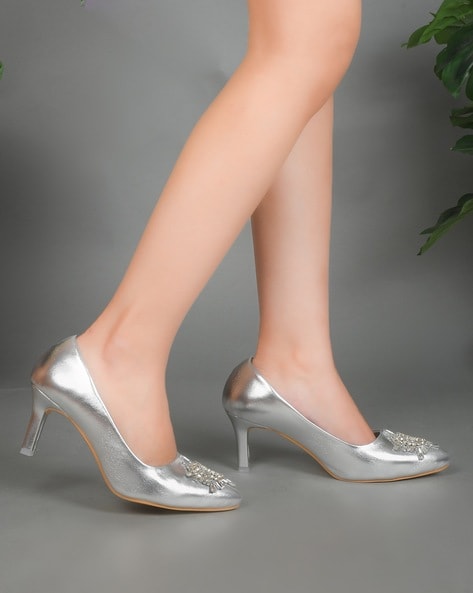 A New Day Womens Heels Silver Pumps size 9.5W | eBay-bdsngoinhaviet.com.vn