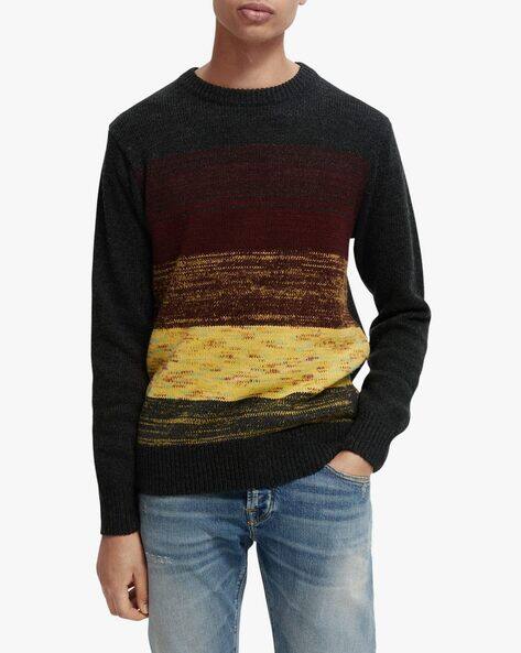 Contrast Gradient Crew-Neck Pullover