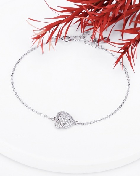 Buy Just A Little Heart Sterling Silver Chain Bracelet by Mannash™ Jewellery