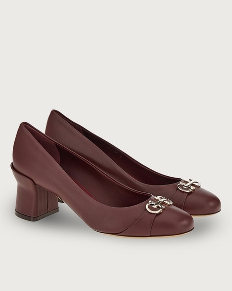 Buy Ferragamo Almond Toe Pumps with Gancini Ornament