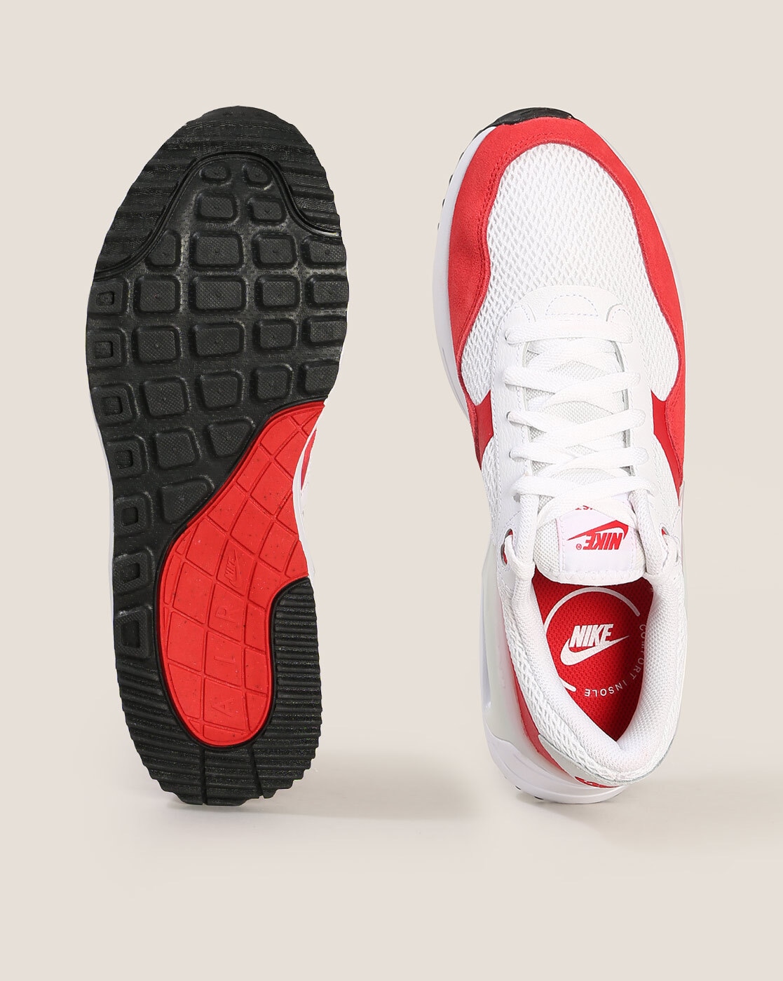 Nike trainers best sale white and red