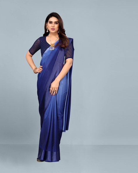Plain Blue Kota Silk Uniform Saree – Satish Silk Mills