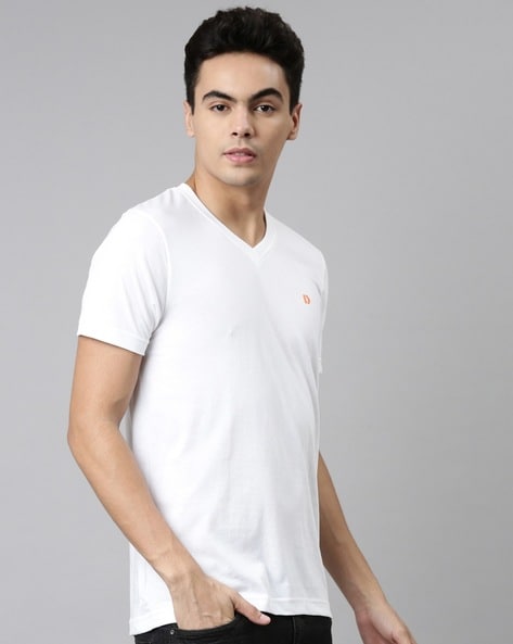 V Neck T Shirt with Short Sleeves