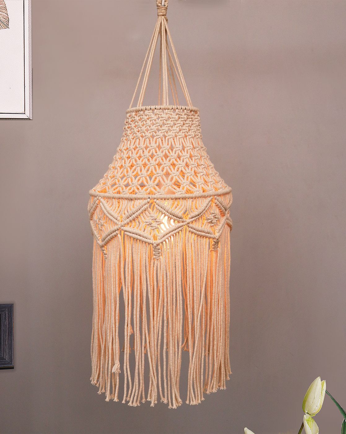 Macrame deals light pendant