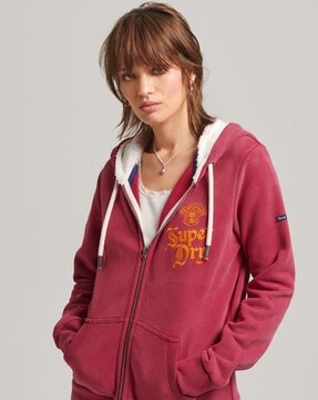 Superdry red hoodie womens shop