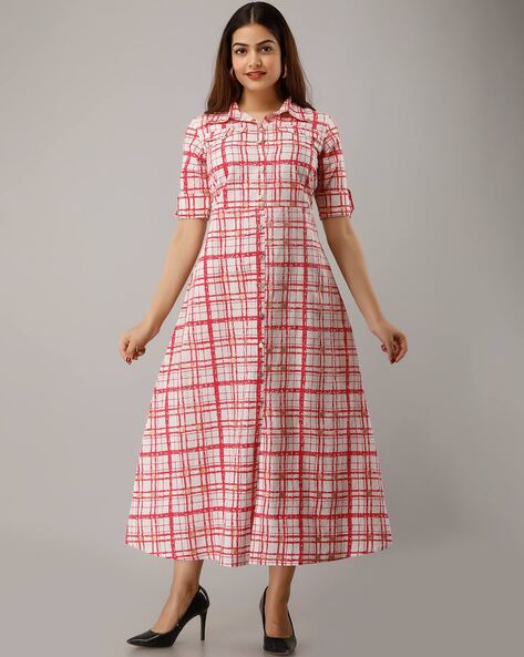 checked maxi dress