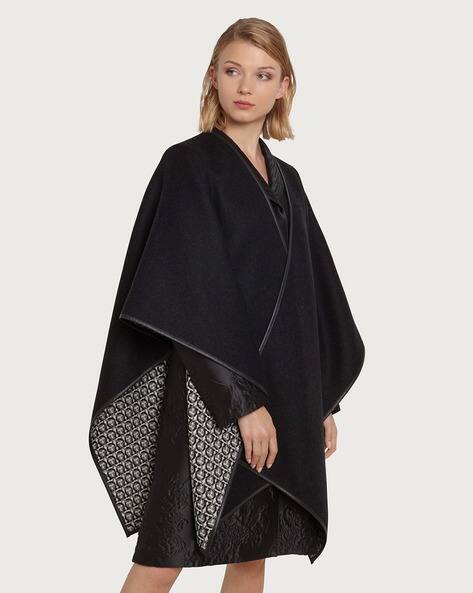 Buy Ferragamo Gancini Reversible Cape | Black Color Women