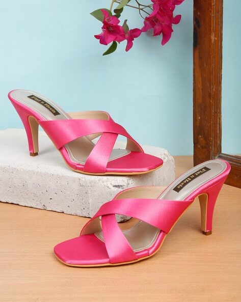 Fuchsia open clearance toe heels