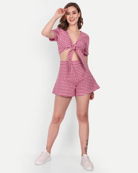 Checked 2-Piece Top with Shorts Set