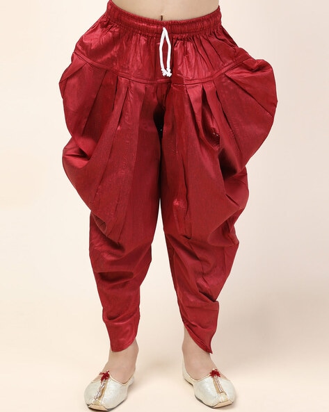 Red slub silk dhoti style pants - ASDP011 – Asmi Shop