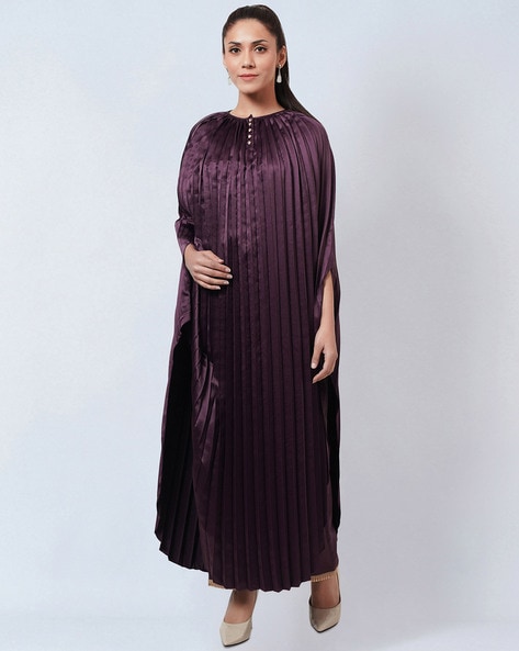 Flounce London satin long sleeve wrap maxi dress in khaki