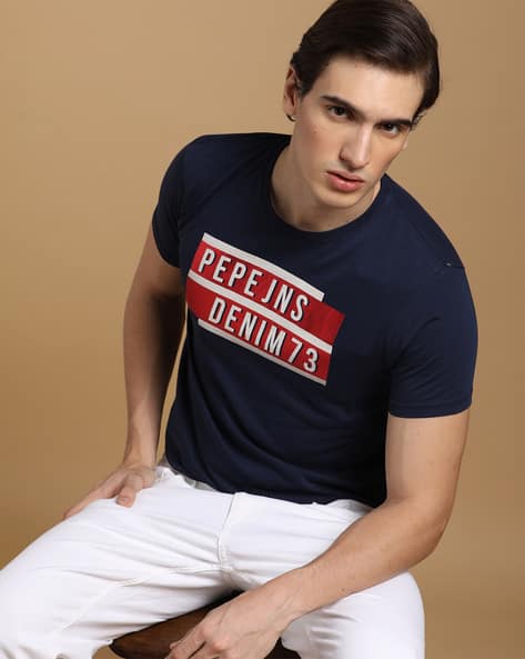 Pepe Jeans Slim Fit Brand Print Crew-Neck T-Shirt
