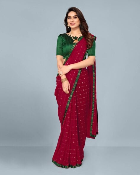 Vichitra Silk Maroon Saree