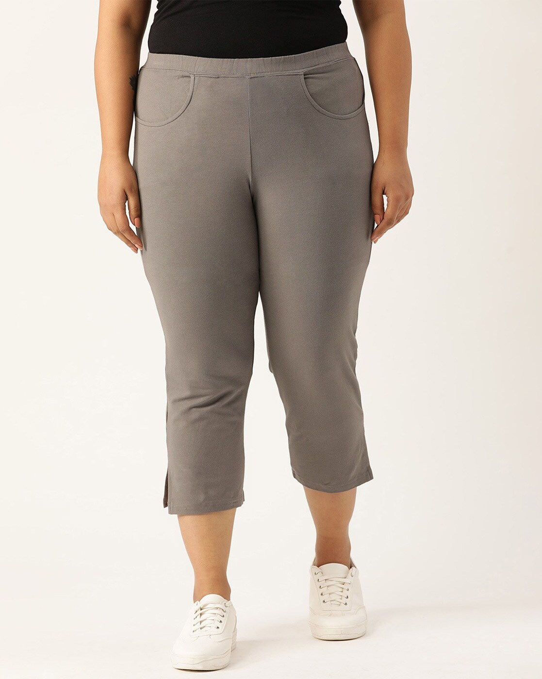 Womens gray sale capri pants