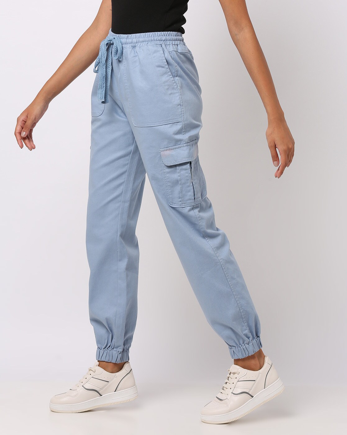 Blue Viscose / Elastane Cargo Fleece Pants WOMEN