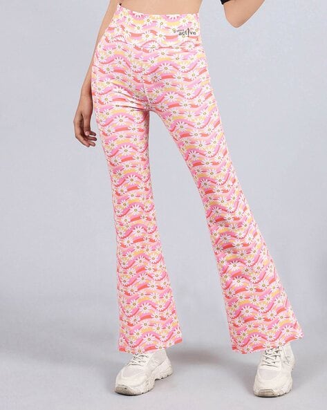 Buy PINK HIGH-RISE FLARED LEGGING for Women Online in India
