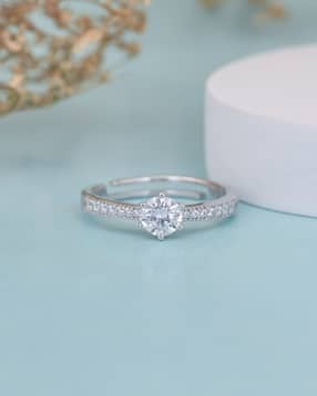 ornate jewels 925 Sterling Silver American Diamond Solitaire Adjustable Ring-picture-42