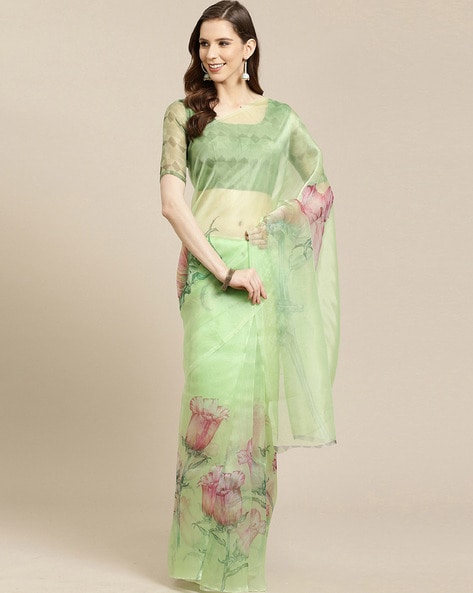 Anouk Lavender Floral Embroidered Organza Saree - Price History