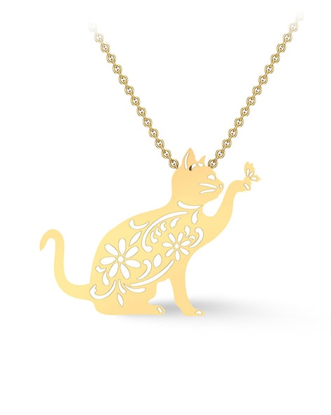 White gold cat on sale pendant