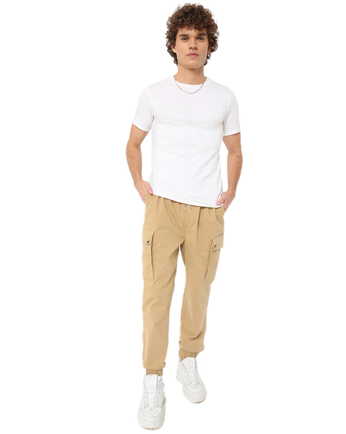 Buy Men's Beige Cargo Trousers Online at Bewakoof