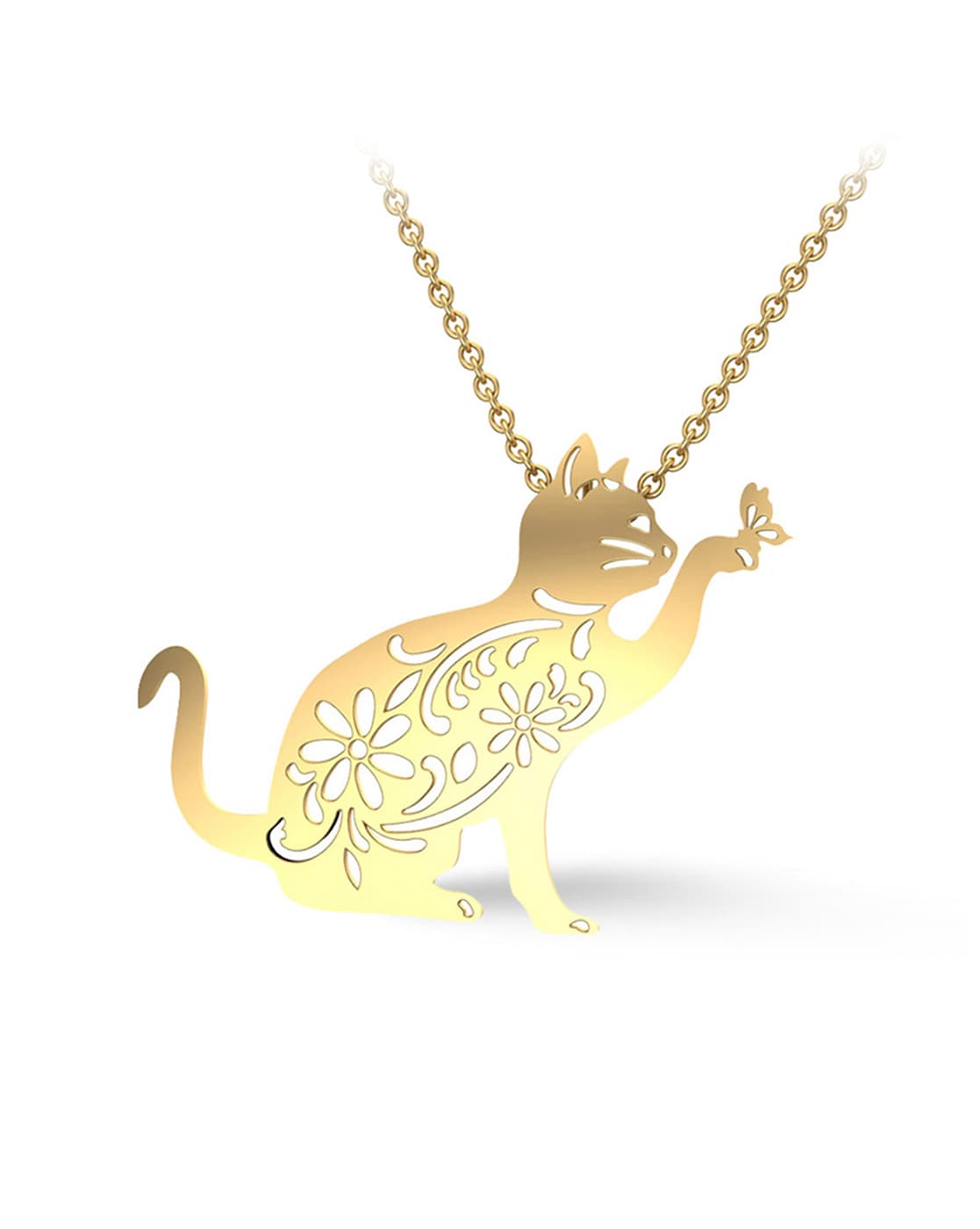15 ct. t.w. Diamond Playing Cat Pendant Necklace in 18kt Gold Over Sterling  | Ross-Simons