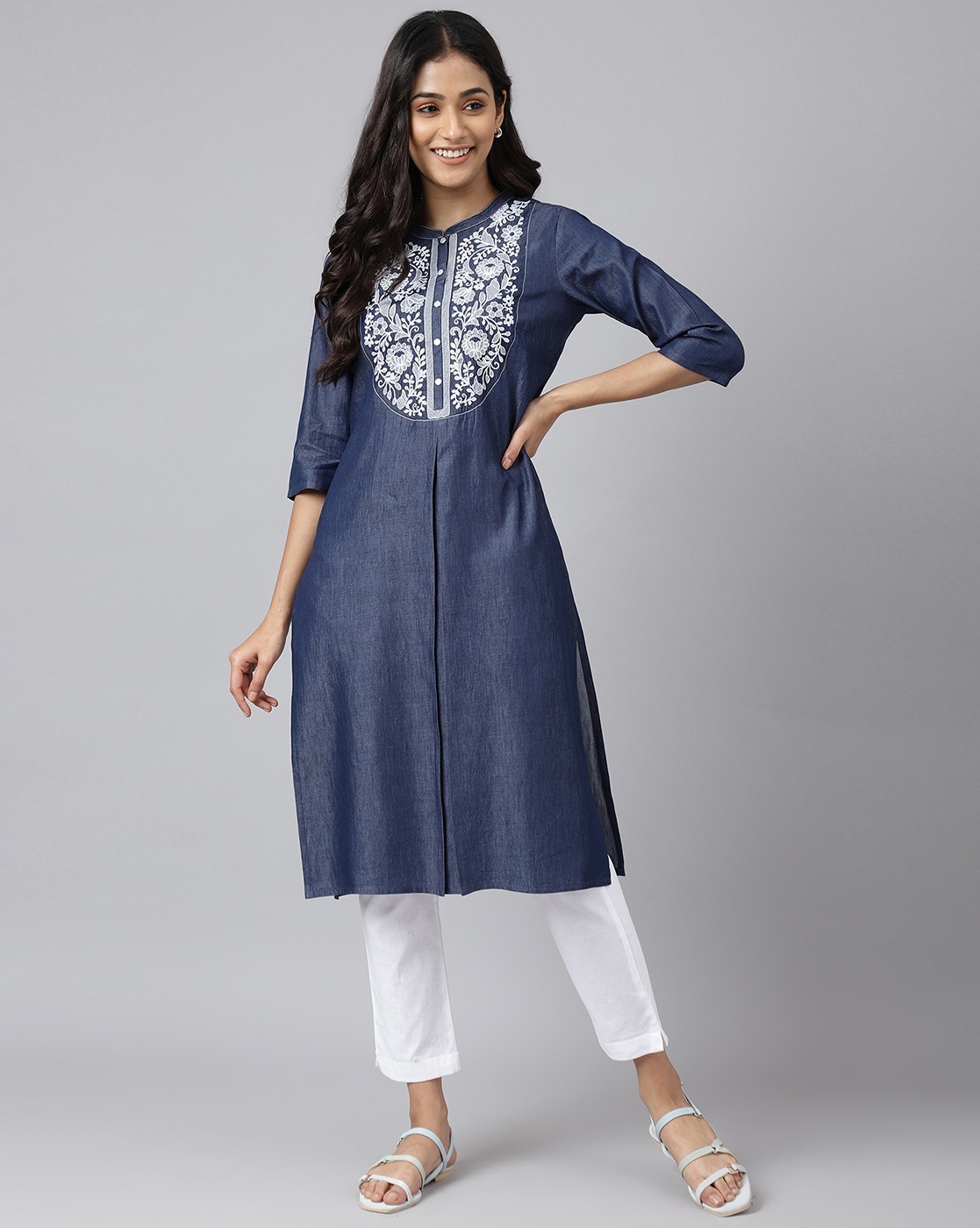 Buy Women Blue Solid Cotton Blend Kurta (XXL) Online at Best Prices in  India - JioMart.