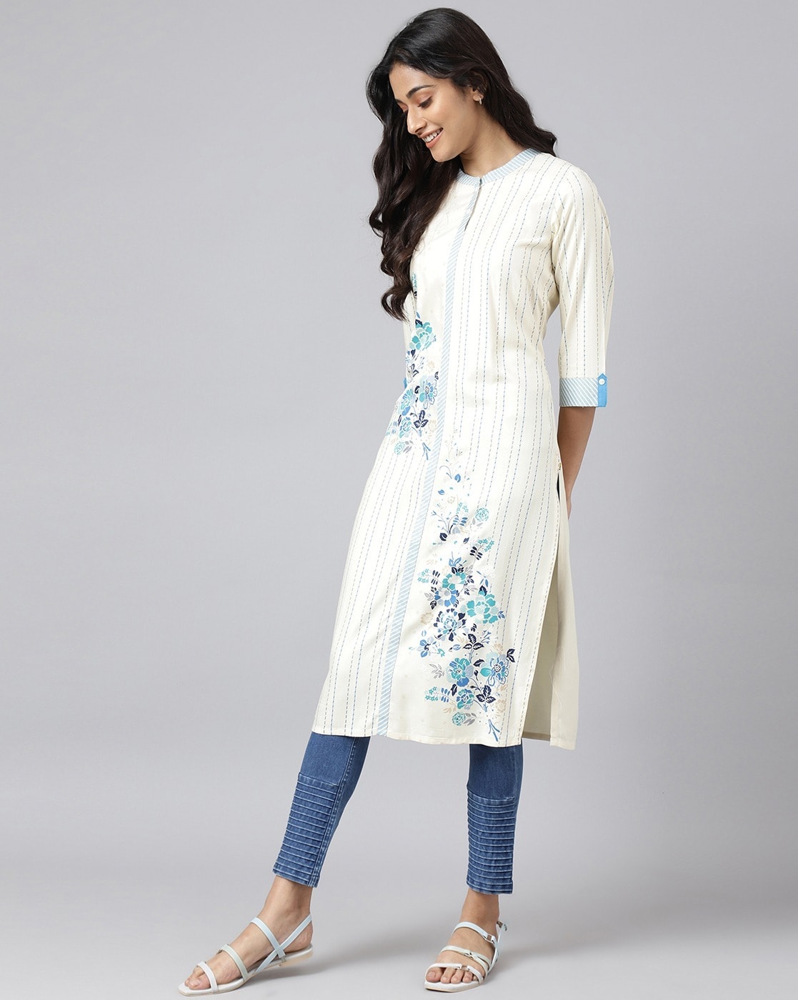 Buy online Blue Printed Kurti from ethnic wear for Women by Aurelia for  ₹1000 at 60% off | 2024 Limeroad.com