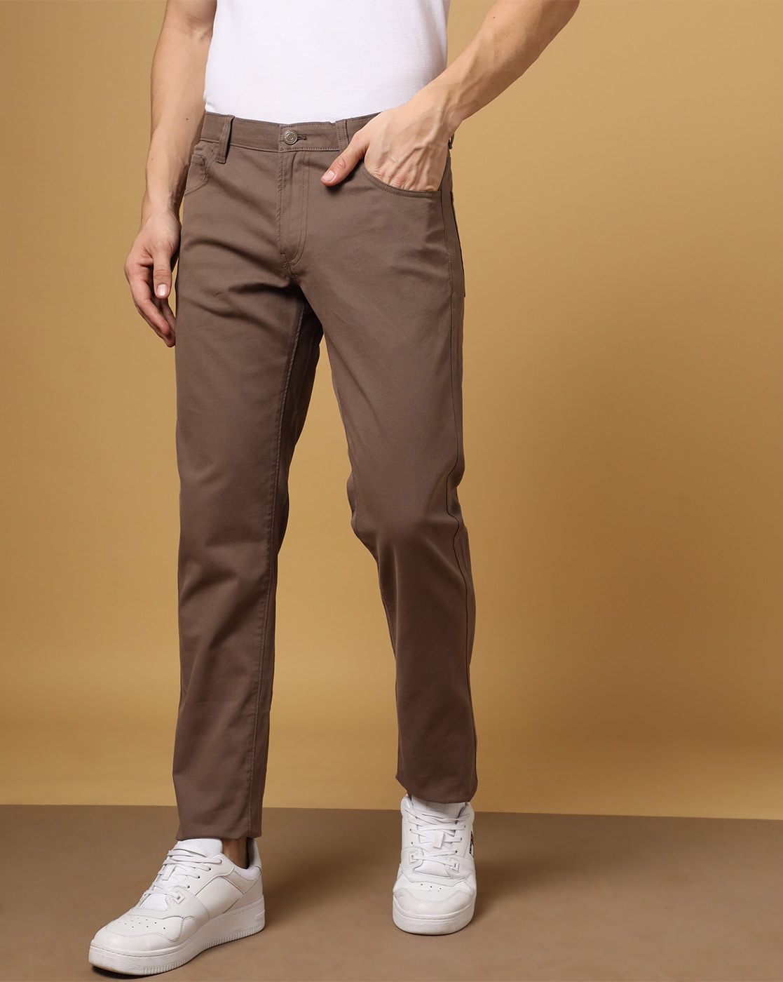 Buy Brown Solid Slim Fit Trousers for Men Online at Killer Jeans  490792