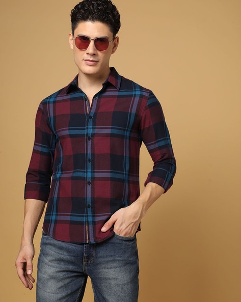 Men Checked Slim Fit Shirt