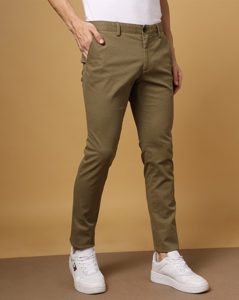 Indian Terrain solid olive cotton trouser - G3-MCT0830 | G3fashion.com