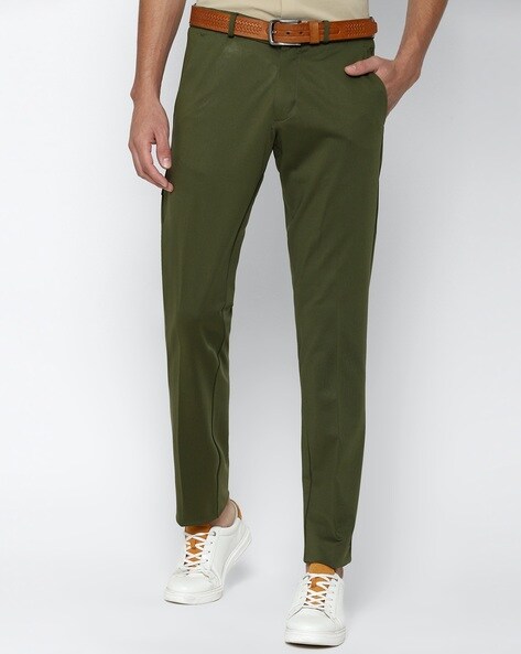 Buy Men Khaki Regular Fit Textured Business Casual Trousers Online - 438837  | Allen Solly