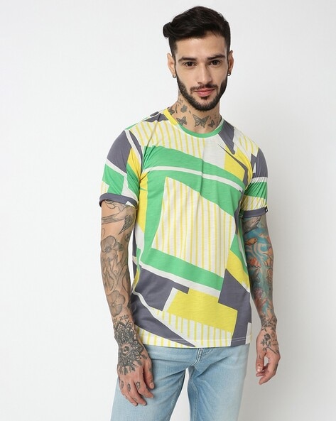 Landscape Short-Sleeved Denim Shirt - Luxury Multicolor