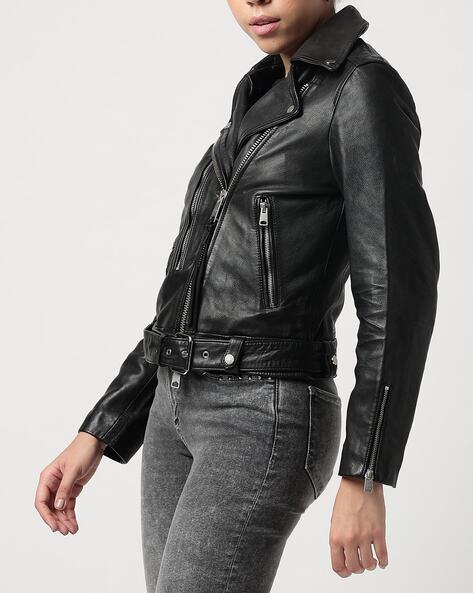 ALLSAINTS Leo Leather Biker Jacket in Earthy Brown | Endource