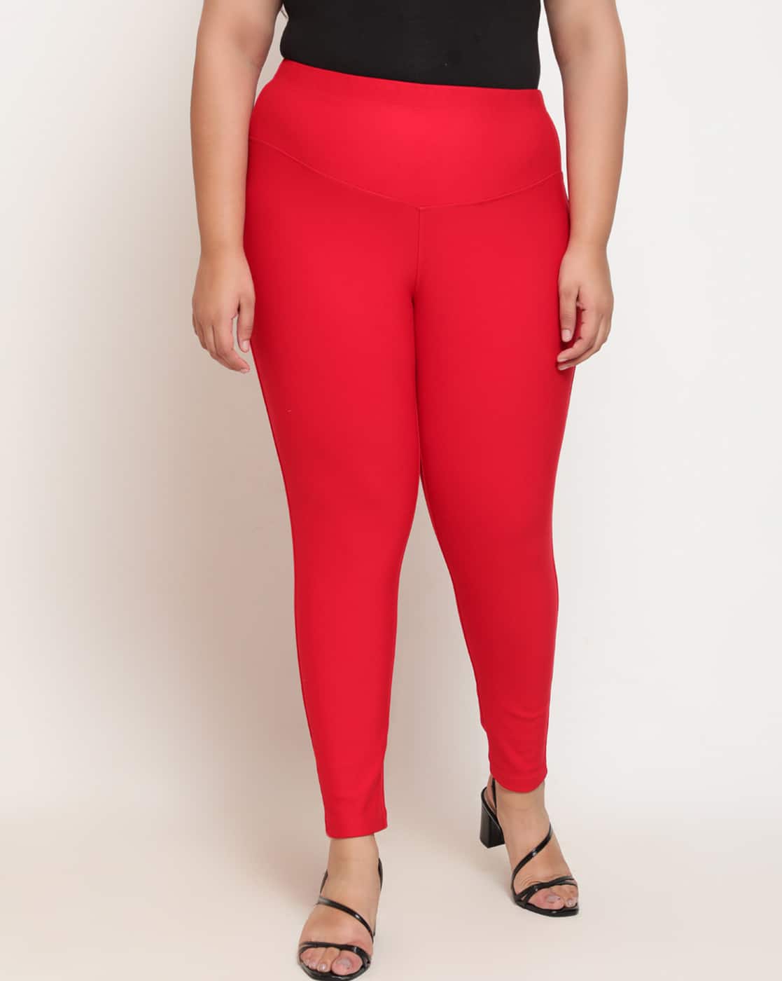 Women Plus Size High-Rise Skinny Fit Jeggings with Elasticated Waist
