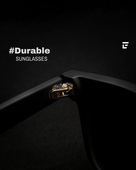 Eyewearlabs Polarized Square Sunglasses with Plastic Frame- Atom Black For Men (Black, OS)