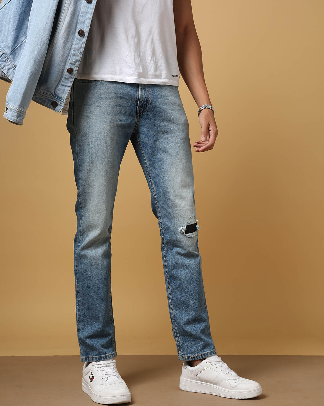 Buy Allen Solly Blue Slim Fit Distressed Jeans for Mens Online  Tata CLiQ