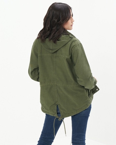 Womens olive green sale utility jacket with hood