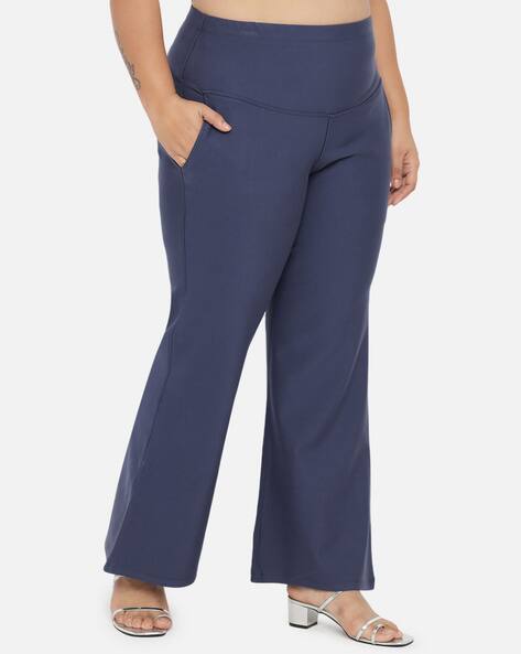 Buy Denim Blue Trousers Pants for Women by Amydus Online