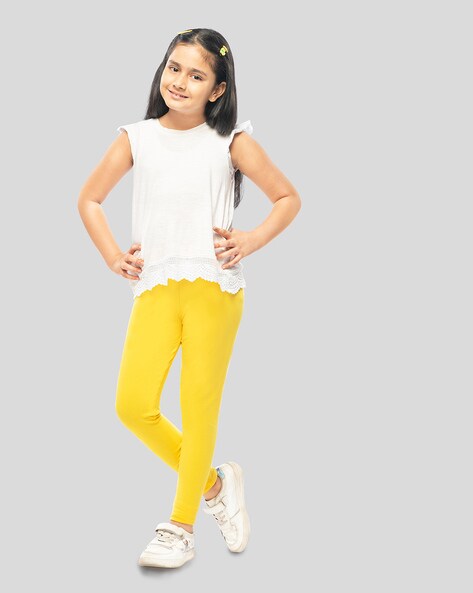 Buy Yellow Leggings for Girls by LYRA Online