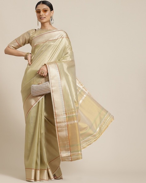 The Nurjehan Saree - Kora Cream unbleached cotton/Parrot green. – Queen of  Hearts India