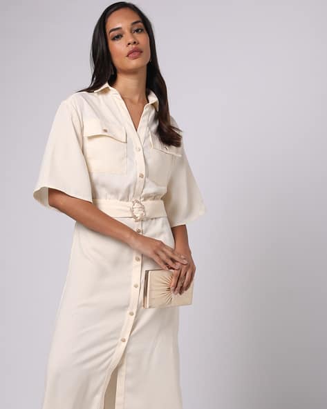 Encrustd Fitted Shirt Dress with Detachable Belt