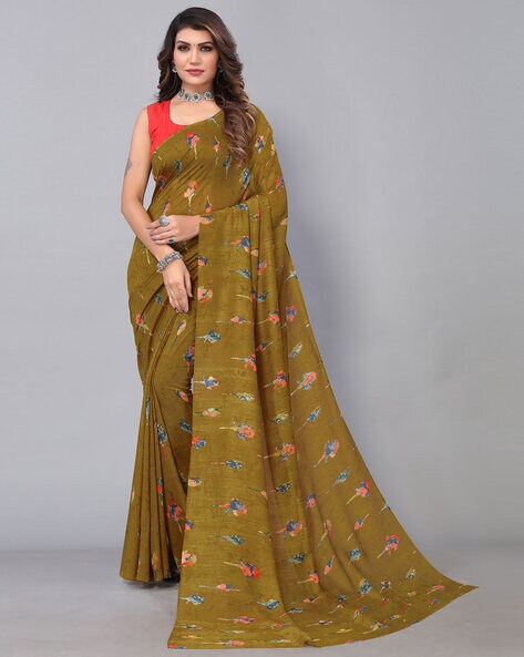 Shop Dark Grey Phulkari Embroidery Georgette Saree Online in USA – Pure  Elegance