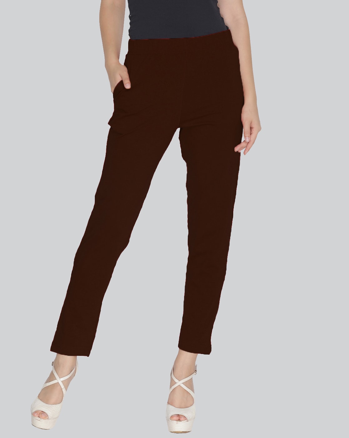 Active Sports Pants 360 Stretch Slim Fit Dark Brown  Gloot by Nykaa