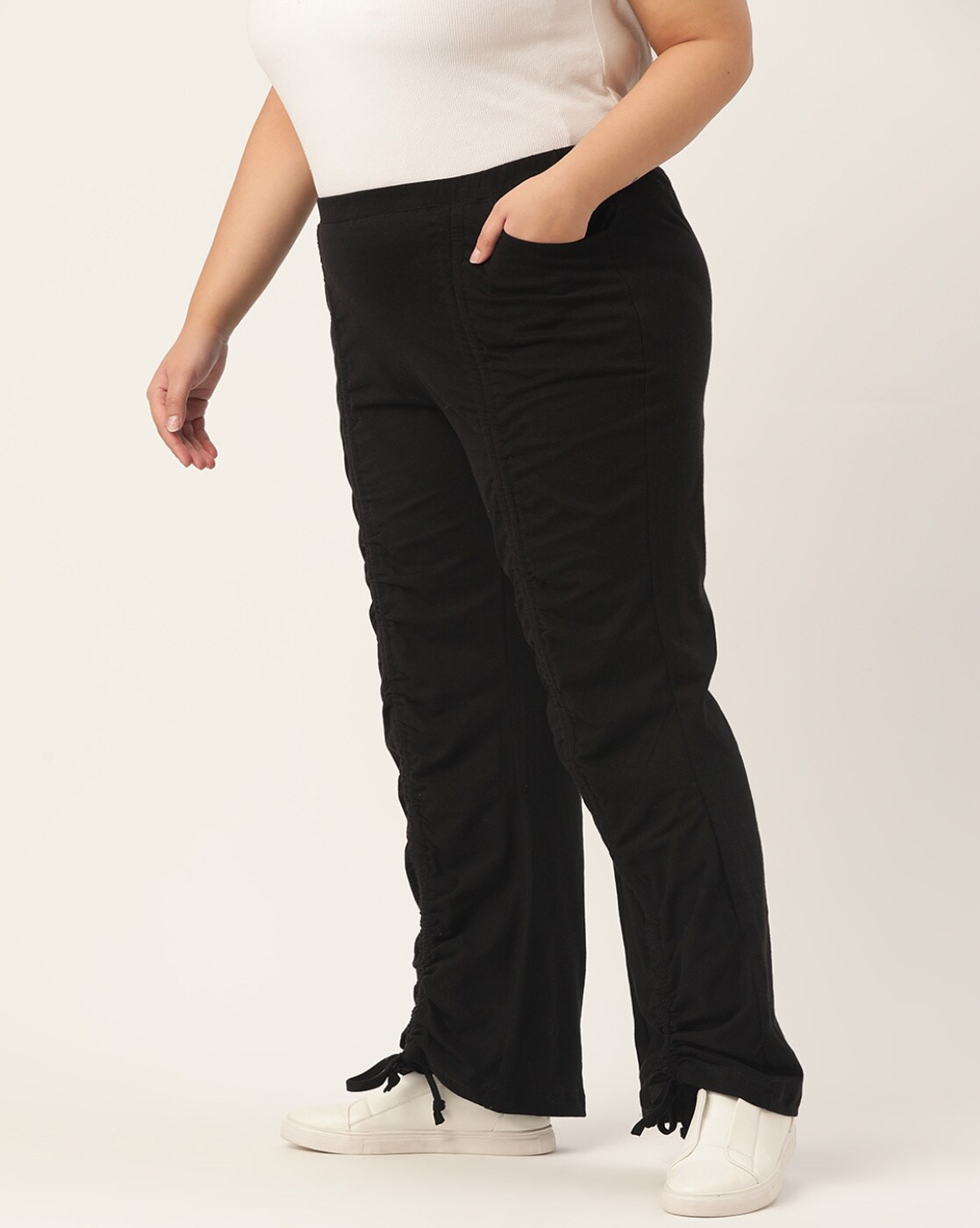 High-Rise Pants with Elasticated Waist