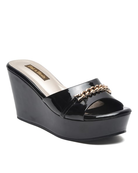 Black patent outlet wedge heels